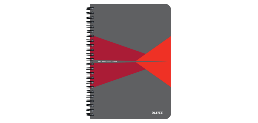 Cahier Leitz Office A5 ligné 180 pages 80g gris rouge