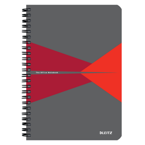 Cahier Leitz Office A5 ligné 180 pages 80g gris rouge