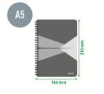 Cahier Leitz Office A5 ligné 180 pages 80g gris rouge