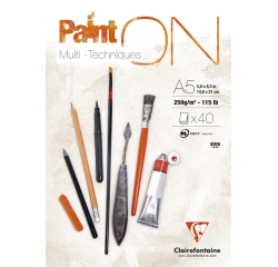 Bloc à dessin Clairefontaine Paint On A5 40 feuilles 250g