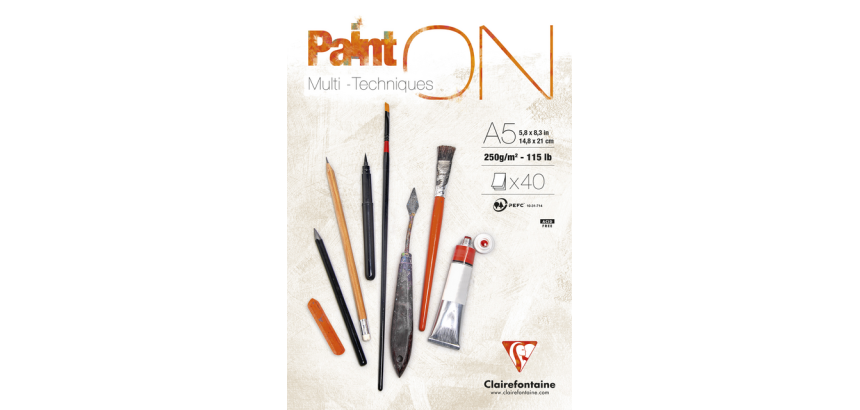 Bloc à dessin Clairefontaine Paint On A5 40 feuilles 250g