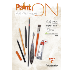 Bloc à dessin Clairefontaine Paint On A4 40 feuilles 250g