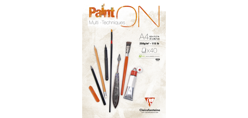 Tekenblok Clairefontaine Paint On A4 40 vel 250gr