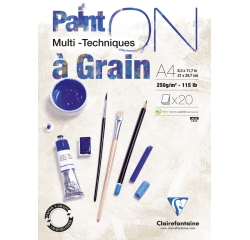 Bloc à dessin Clairefontaine Paint On A4 granuleux 20 feuilles 250g