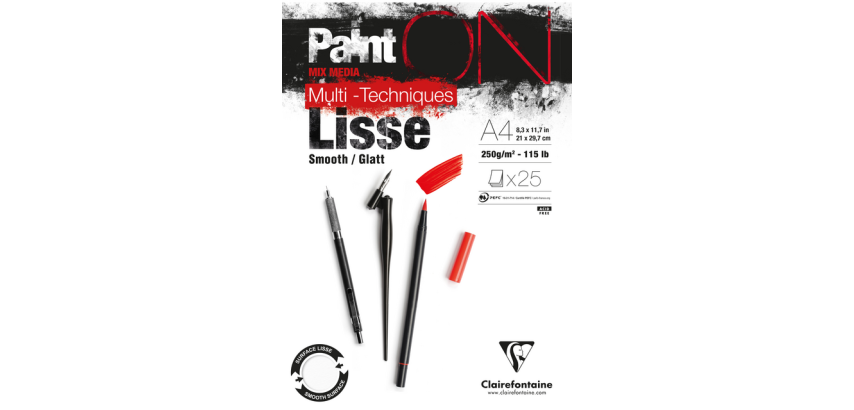 Clairefontaine Paint On Smooth A4 Drawing Pad 25 sheets 250g white