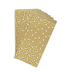 Clairefontaine Kraft Pockets 16x30+5cm, Heart Design Pack of 50 - Gold