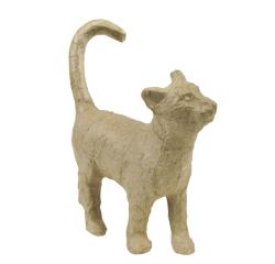 Kleines Pappmaché, braun, gehende Katze - Kartonbraun