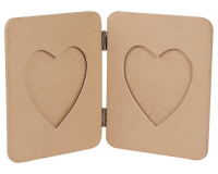Braunes Pappmaché, Doppelrahmen herzförmig - Kartonbraun