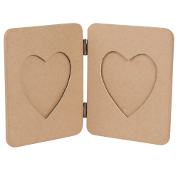 Braunes Pappmaché, Doppelrahmen herzförmig - Kartonbraun