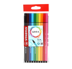 Feutre STABILO Pen 68/10 Qrea Edition Medium assorti 10 pièces