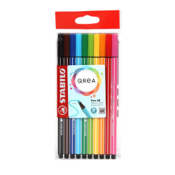 Viltstift STABILO Pen 68/10 Qrea Edition medium assorti 10 stuks