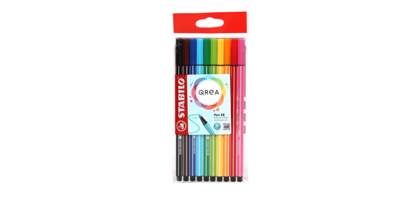 Feutre STABILO Pen 68/10 Qrea Edition Medium assorti 10 pièces