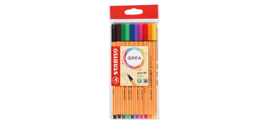 STABILO Point 88/10 Fineliner Qrea Edition Assorted Colors 10 Pieces