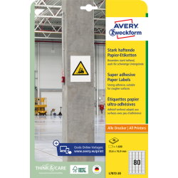 Paper labels 35.6 x 16.9 mm ultra-adhesive white - Box of 1600