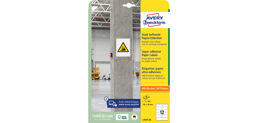 Avery Label L7875-20 105x48mm 240 labels