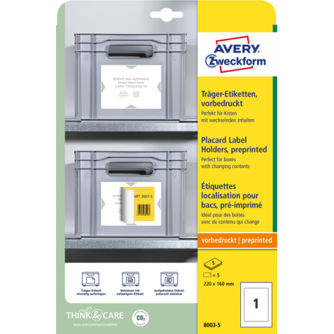 Positioneeretiket Avery Zweckform 8003 220x160mm bedrukt 5 etiketten