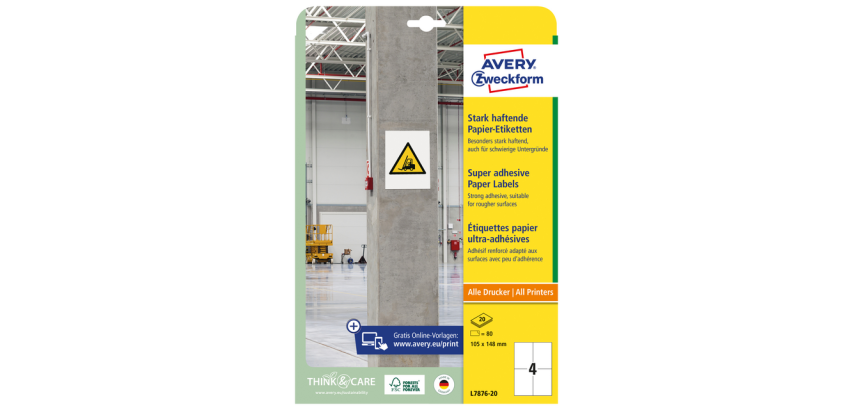 Etiket Avery L7876-20 105x148mm 80 stuks