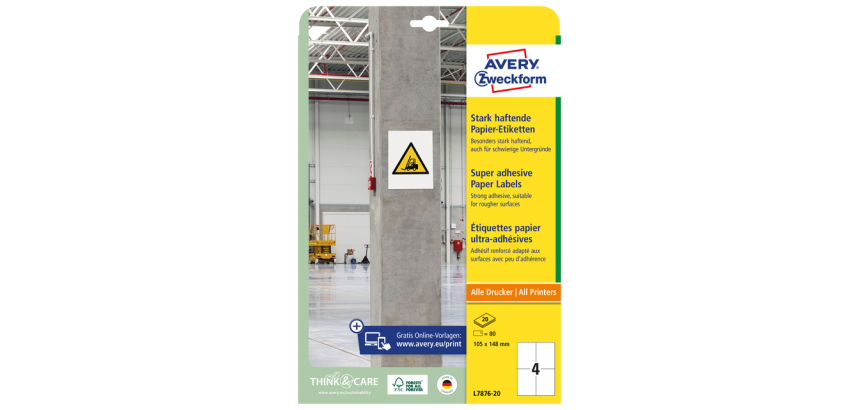 Etiquette Avery L7876-20 105x148mm 80 étiquettes
