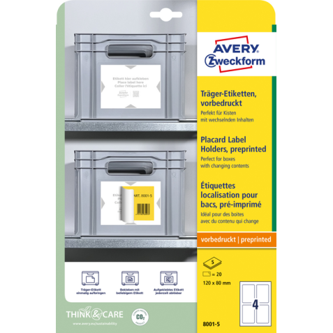 Positioneeretiket Avery Zweckform 8001 120x80mm bedrukt 20 etiketten