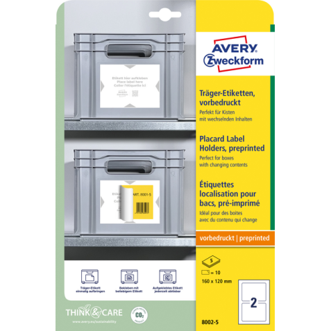 Etiquette de positionnement Avery Zweckform AZ 8001 160x120mm imprimée 10 étiquettes