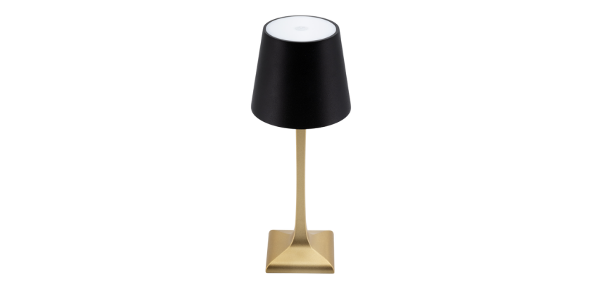 Wiederaufladbare dimmbare Tischlampe Securit Roma LED in Schwarz-Gold