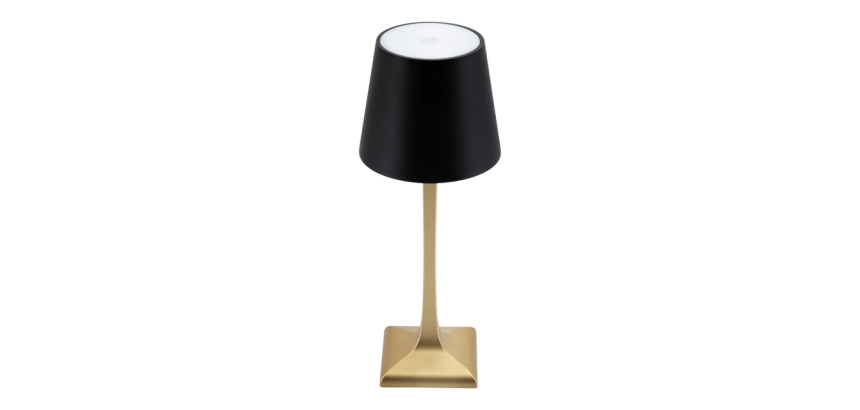 Lampe de table Securit Roma LED rechargeable dimmable noir-or