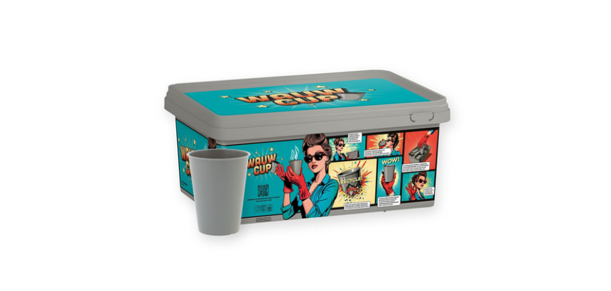 Becher IEZZY 180ml wiederverwendbar Wauw 150 Stück grau