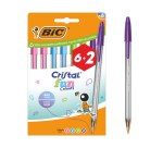 BIC Cristal Fun Large Ballpoint Pen Assorted 6 + 2 Free