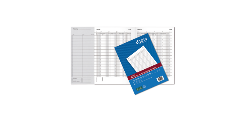 Jaarplanner 2026 Djois personeel- en activiteitenplanner