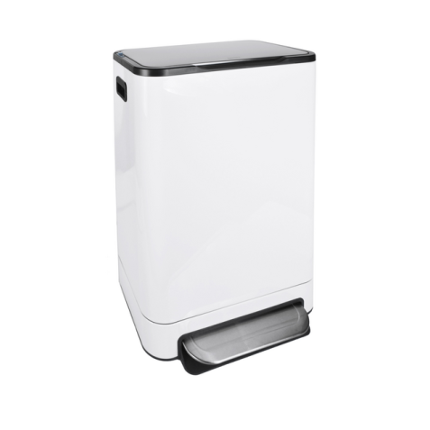 Poubelle à pédale Desq 40 litres acier inoxydable blanc