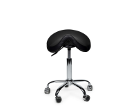 Zadelkruk Office Premium laag zonder voetring harde wielen zw