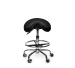Zadelkruk Office Premium laag met voetring harde wielen zw