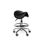 Zadelkruk Office Premium laag met voetring harde wielen zw