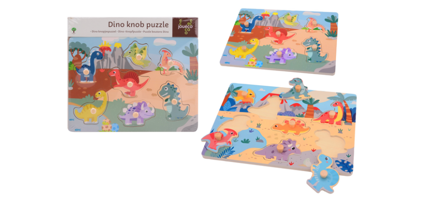 Puzzle à bouton Joueco Dino 2 assorti