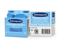 Pleisters Salvequick blauw detectabel mix 6x 30 stuks