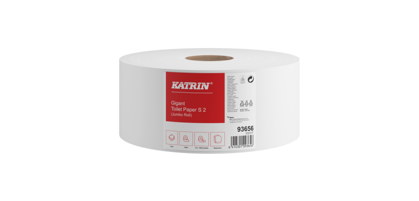 Papier toilette Katrin Gigant S Jumbo petit 2 épaisseurs 150m blanc 93656