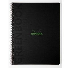 Rhodia greenbook softcover recycled a4+ 80sh lined mc - black