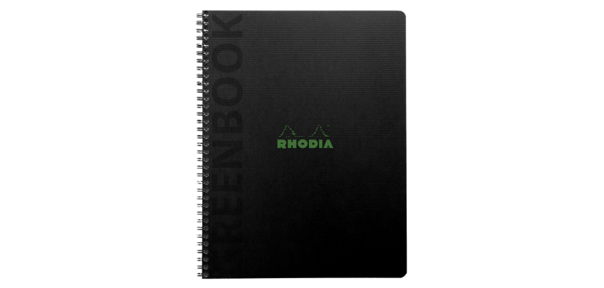 Cahier Rhodia Greenbook recyclé A5+ ligné 160 pages 90g couverture rigide