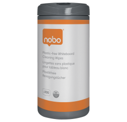 Lingette nettoyante tableau blanc Nobo sans plastique 100 pièces