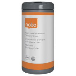 Lingette nettoyante tableau blanc Nobo sans plastique 100 pièces