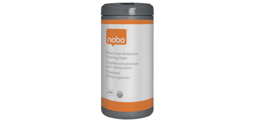 Nobo plastikfreie Whiteboard-Reinigungstücher, 100 Stück