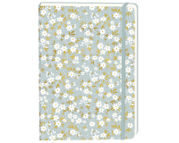 Carnet de notes Fleurs blanches A5 ligné 92 pages couverture souple gris