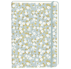 Carnet de notes Fleurs blanches A5 ligné 92 pages couverture souple gris