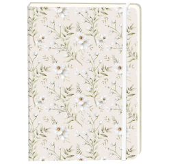 Carnet de notes Fleurs blanches A5 ligné 92 pages couverture souple crème