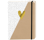 Kraft Notebook with Golden Heart A5 Lined 92 Pages Soft Cover