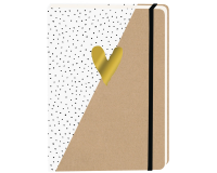 Carnet de notes Kraft coeur doré A5 ligné 92 pages couverture souple