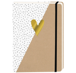 Carnet de notes Kraft coeur doré A5 ligné 92 pages couverture souple