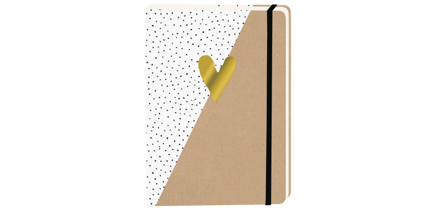 Notitieboek kraft gouden hart A5 lijn 92 pagina's softcover