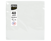 Packung mit 40 Servietten, mikrogeprägt, Tissue, 2-lagig - 38x38cm - Weiß