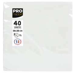 Serviette Pronappe pli 1/4 2 épaisseurs 380x380mm 40 pièces blanc